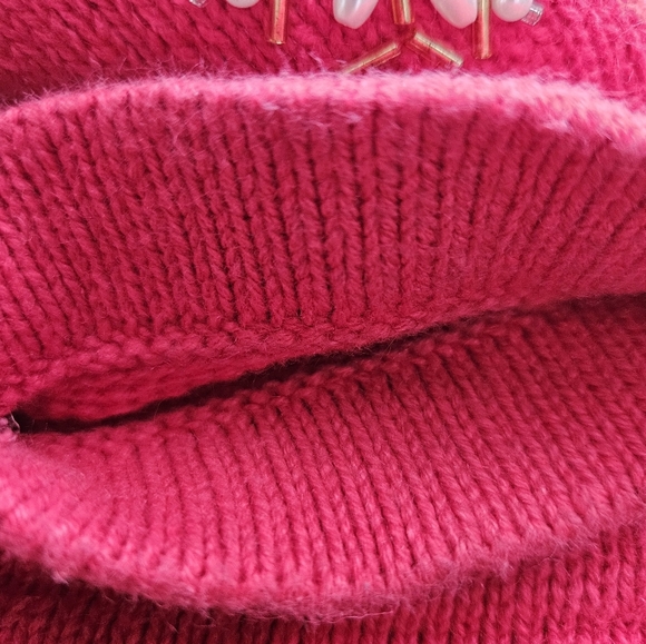 Bechamel Christmas Sweater Pearls Ornaments Cardigan Sweater Size XL - Picture 5 of 12